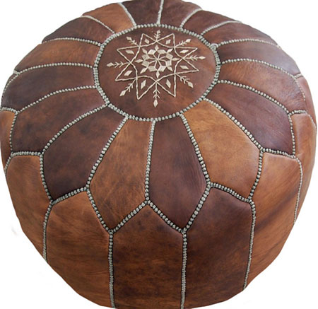 pouf marocain cuir naturel